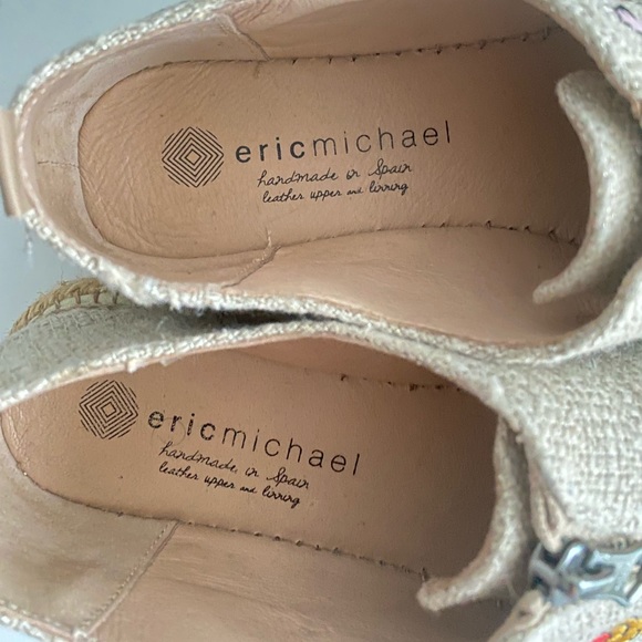 Eric Michael Womens Serena Embroidered Espadrilles Tan Canvas Floral Platform - Picture 8 of 15